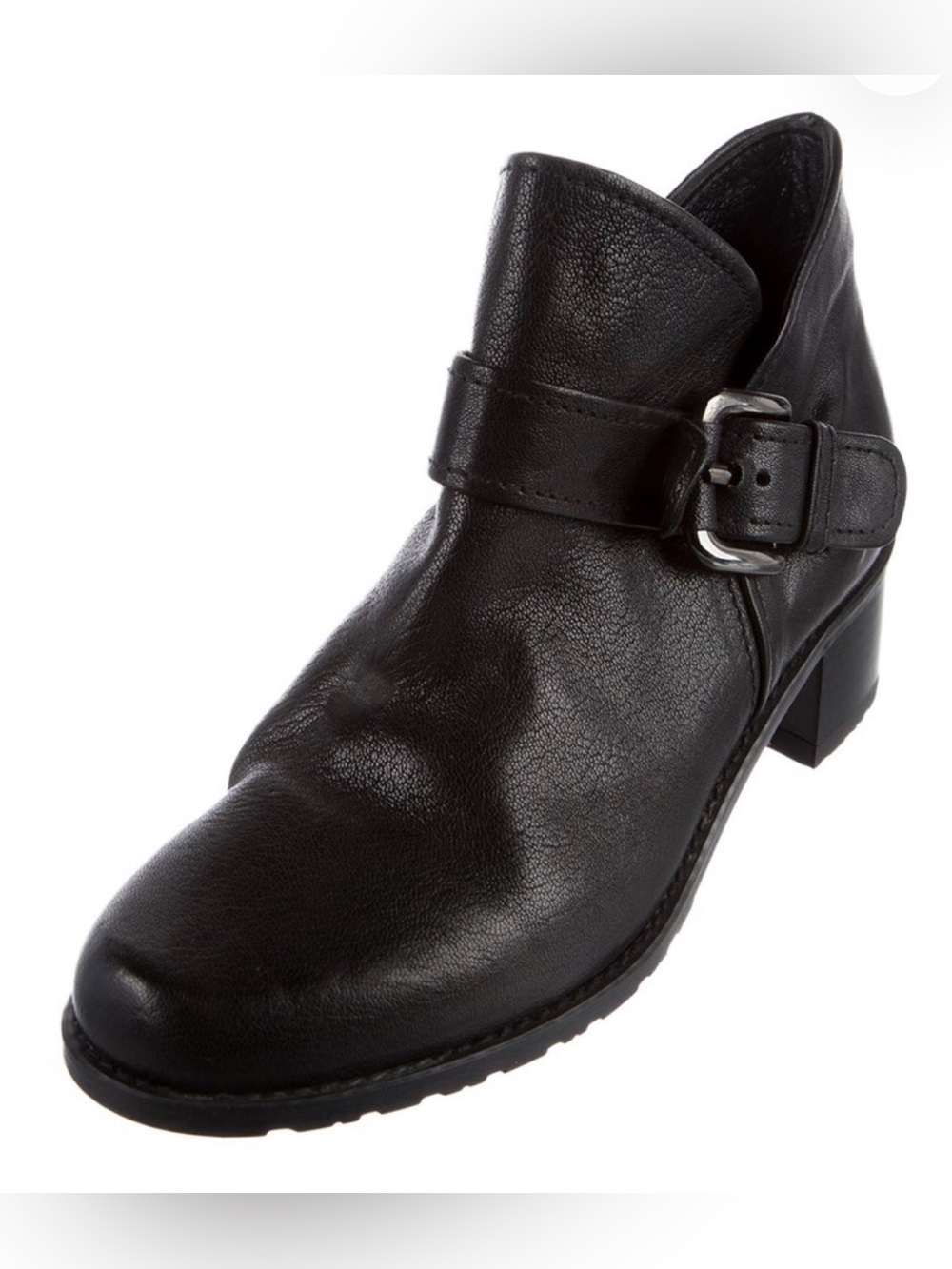 Stuart Weitzman Strapduo Black Leather Moto Ankle Boots Size 5M